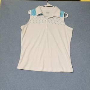 Slazenger white blue print sleeveless golf shirt. Size XL